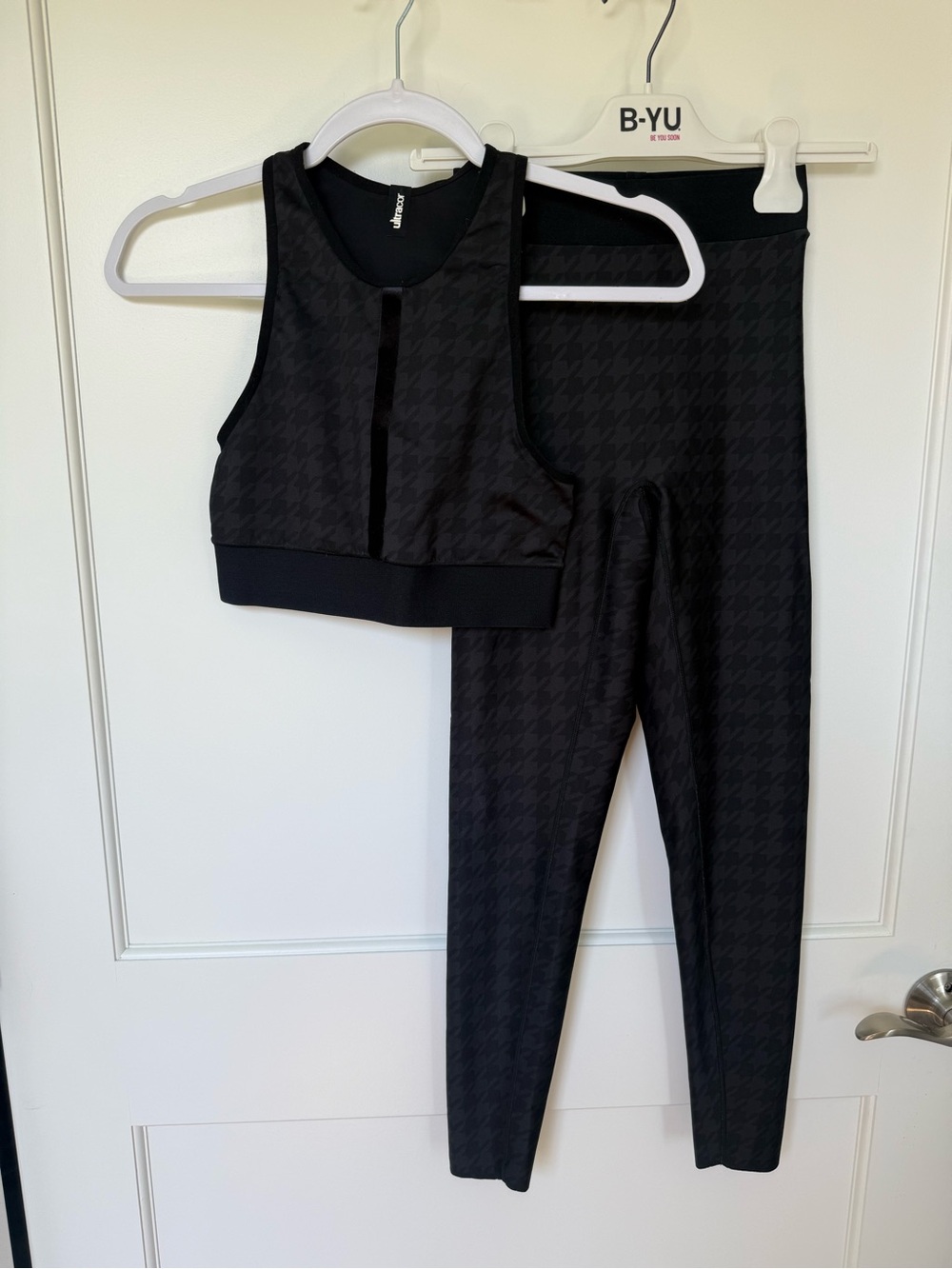 ultracor Black Houndstooth High-Waist Leggings & Sports Bra Set